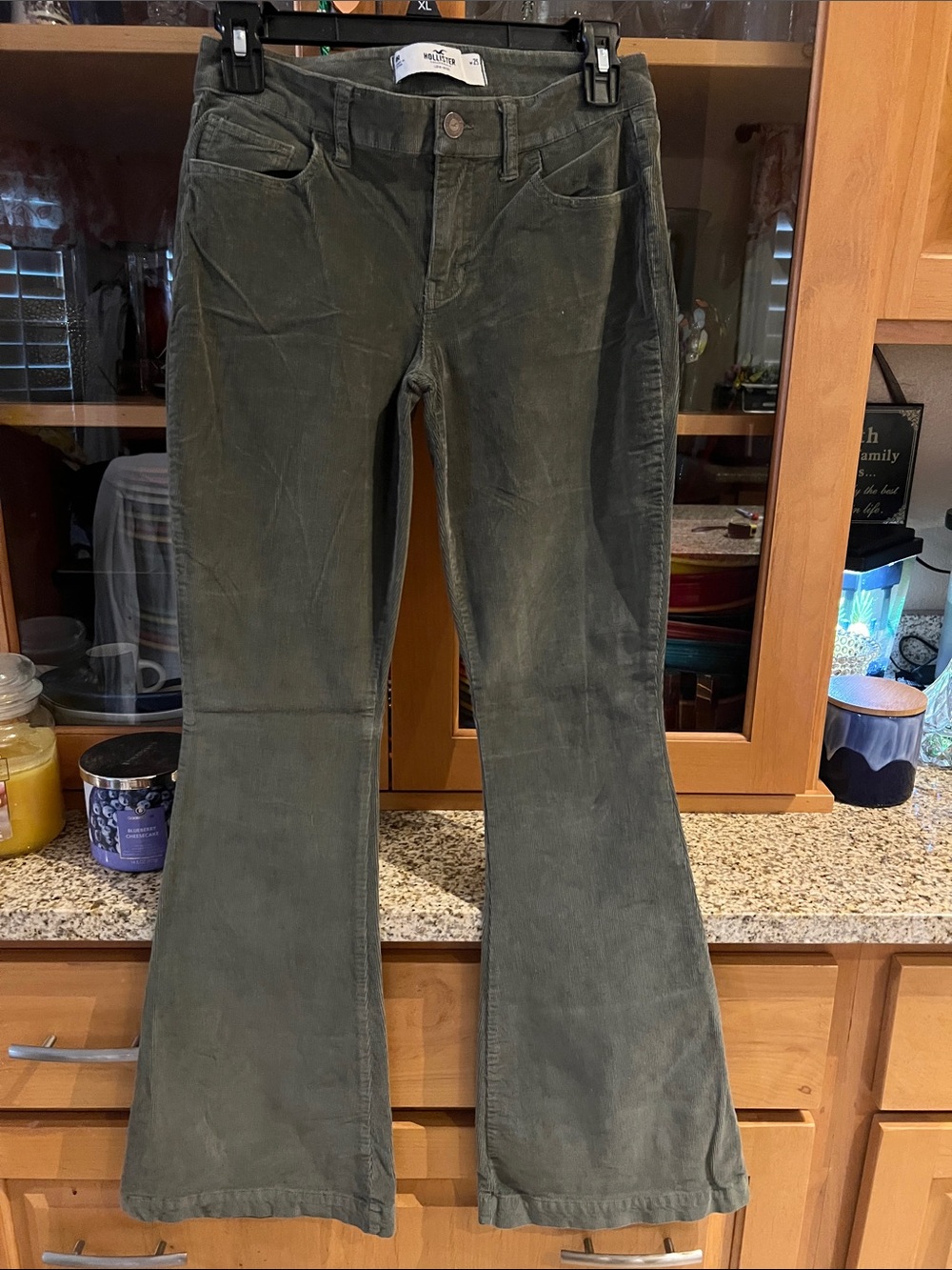 Hollister Olive Corduroy Flare Jeans